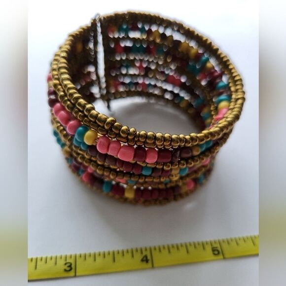 BOHO Beaded  Cuff Bracelet STUNNING 😍 - Picture 2 of 10